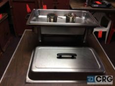 Lot of (4) 8 Qt rectangular stainless chafing dishes, with black plastic handles, 12 x 20