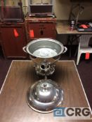Lot of (2) 8 Qt round silver plated chafing dishes, 12 in. diameter