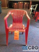 Lot of (19) red plastic kids chairs with arm rest