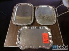 Lot of (34) asst rectangle shaped silver plate serving trays