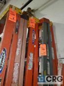 Lot of (6) assorted 8 ft aluminum ladders and (1) 16 ft aluminum ladder(300lbs capacity)