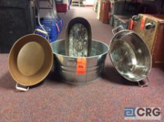 Lot of assorted tubs including (11) small copper tubs, (2) large copper tubs, (24) silver tubs,