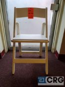 Lot of (100) white wood, padded seat, folding chairs, with storage bags