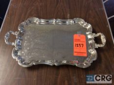 Lot of (33) 14 X 19 inch silver plate serving trays with handles