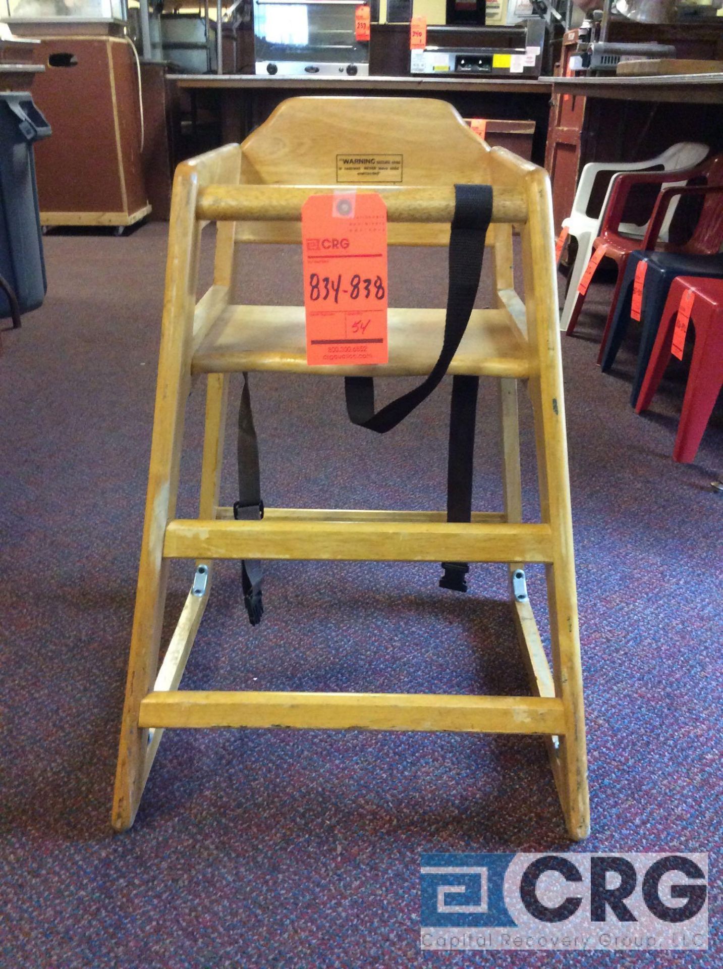 Lot of (10) natural wood high chairs