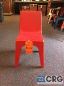 Lot of (100) red plastic kid chairs