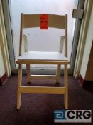 Lot of (100) white wood, padded seat, folding chairs, with storage bags