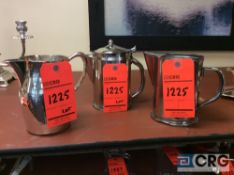 Lot of asst pitchers including (9) silver plate pitchers, (117) stainless steel coffee pots, and (