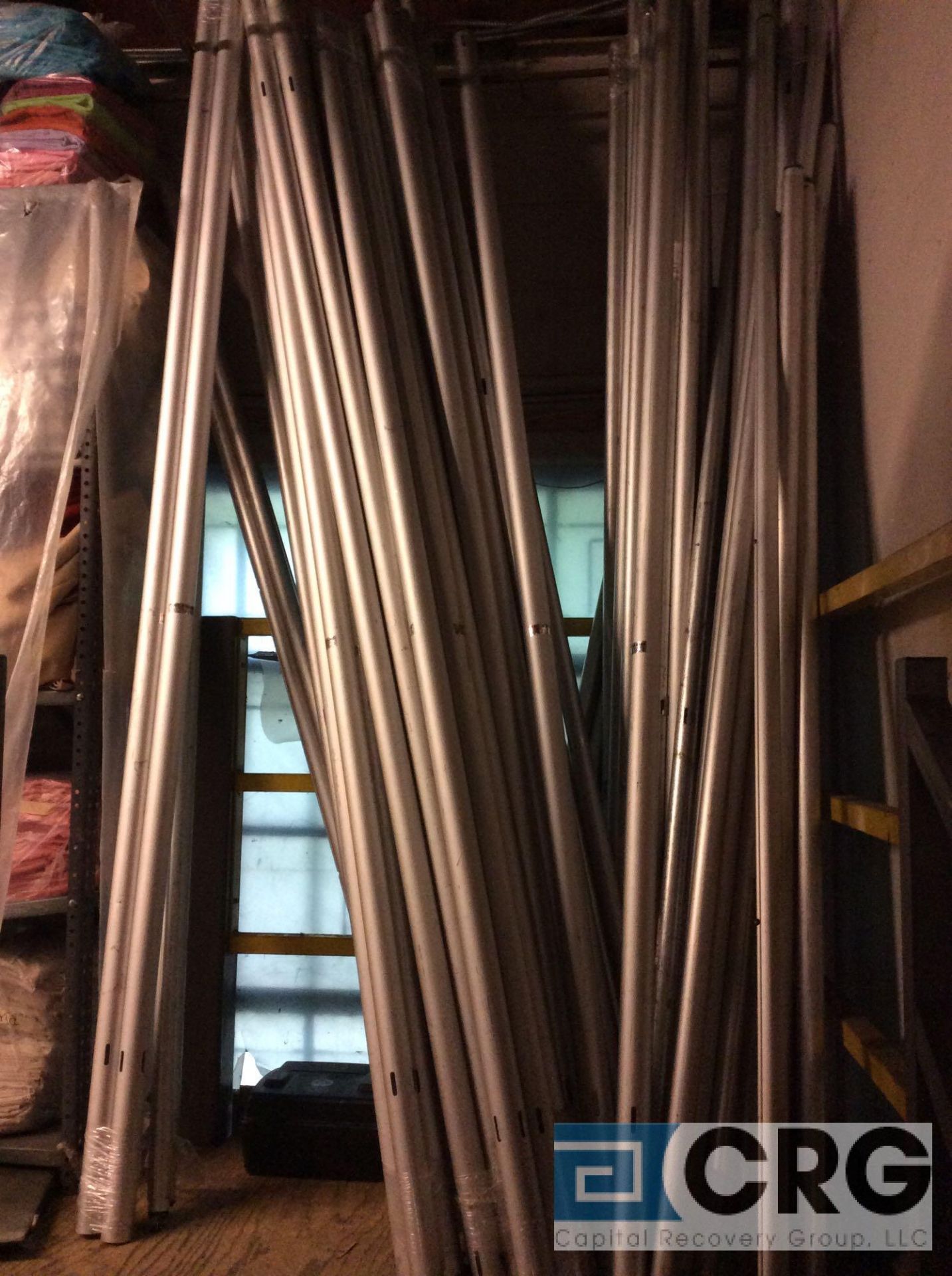 Lot of (11) sections of 8 foot tall X 10 foot wide Pipe and Drape room partitions