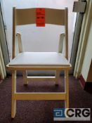 Lot of (56) white wood, padded seat, folding chairs, with storage bags