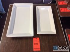 Lot of assorted solid white rectangular serving platters including (21) 21 in. x 13 in. platter, and