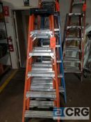 Lot of (6) Werner 6 ft aluminum ladders and (1) Werner 24 ft extension ladder (225lbs capacity)