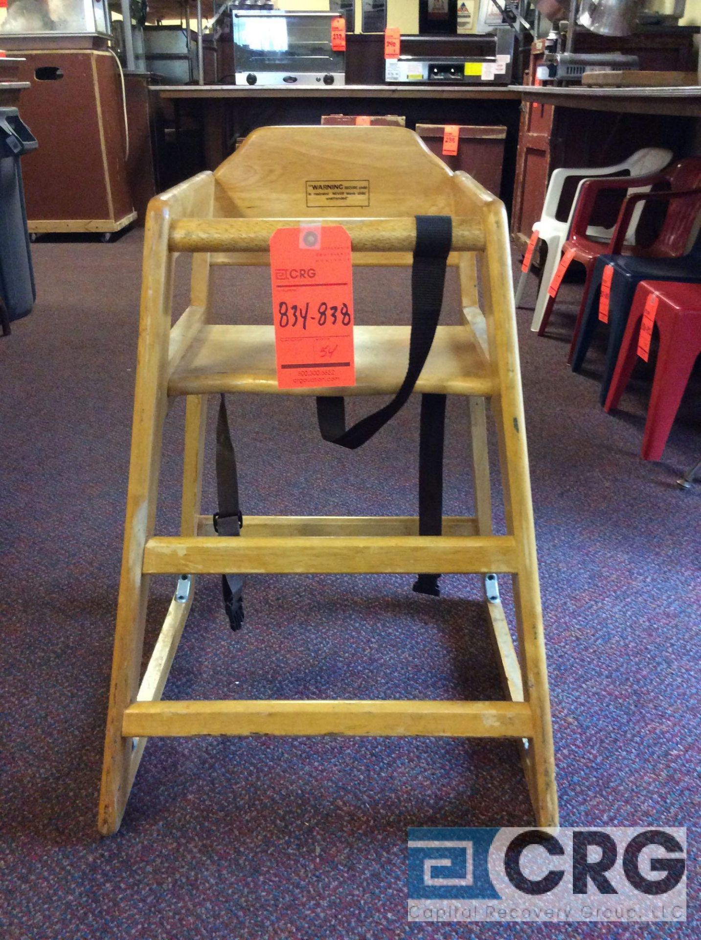 Lot of (10) natural wood high chairs