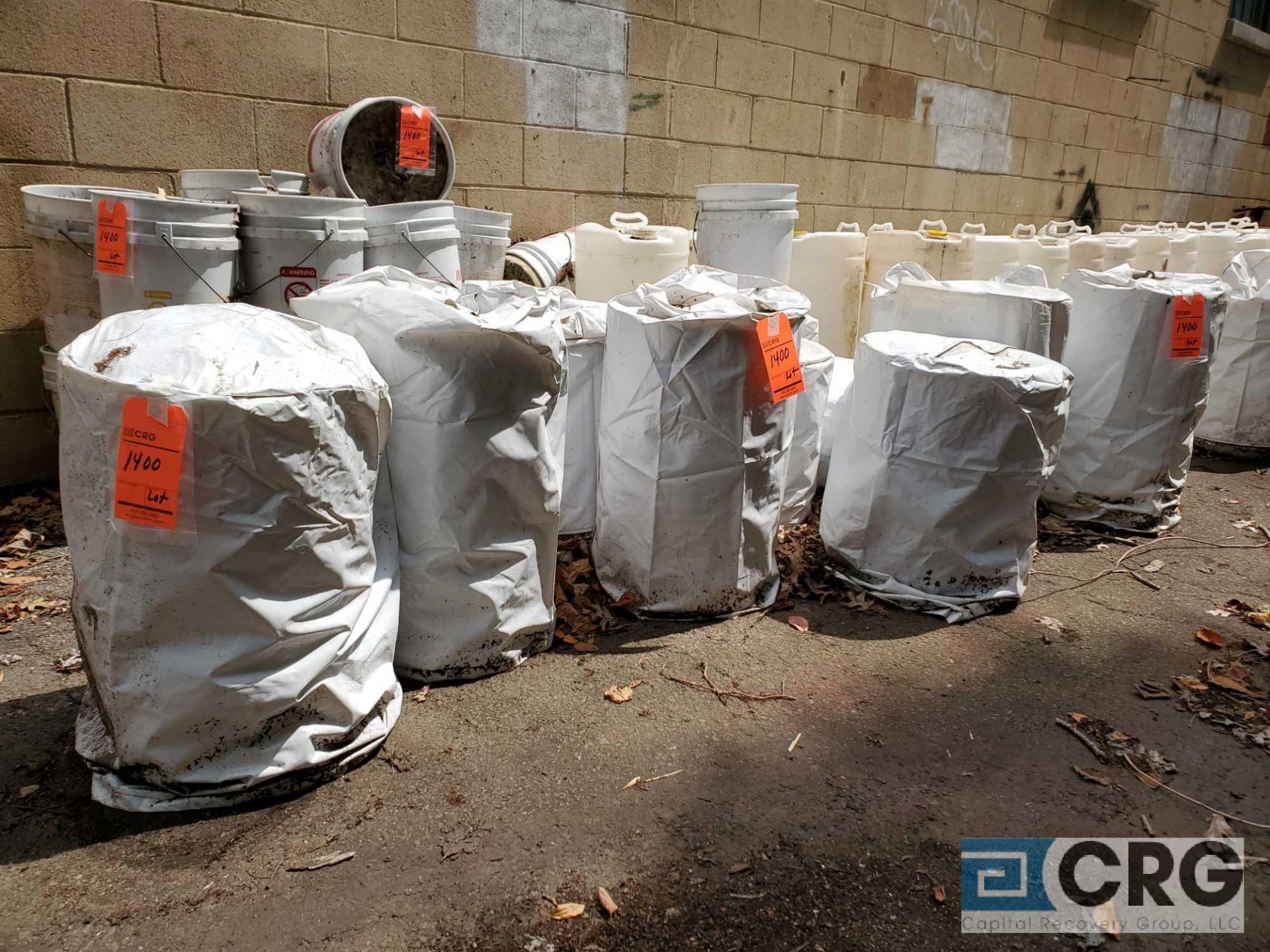 Lot consists of (20) small cement weights (5 gallon buckets), (18) large cement weights with covers - Image 3 of 3