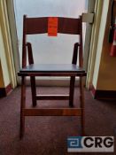 Lot of (100) mahogany wood, padded seat, folding chairs, with storage bags