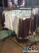 Lot of asst drapes including (8) BURGUNDY, (9) IVORY, (9) ORANGE, (6) NAVY, and (6) PURPLE