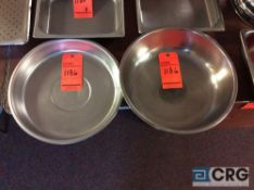 Lot of assorted round insert pans including (2) 6 qt ,4 in. deep,14 in. diameter pans, (25) 6 qt 2.5