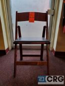 Lot of (100) mahogany wood, padded seat, folding chairs, with storage bags