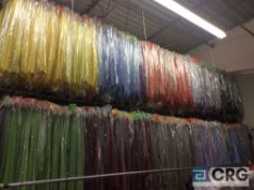 Lot of (22) 108 inch x 108 inch assorted polyester and poly/cotton table clothes as follows:  (8)