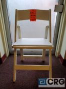 Lot of (100) white wood, padded seat, folding chairs, with storage bags