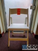 Lot of (100) white wood, padded seat, folding chairs, with storage bags