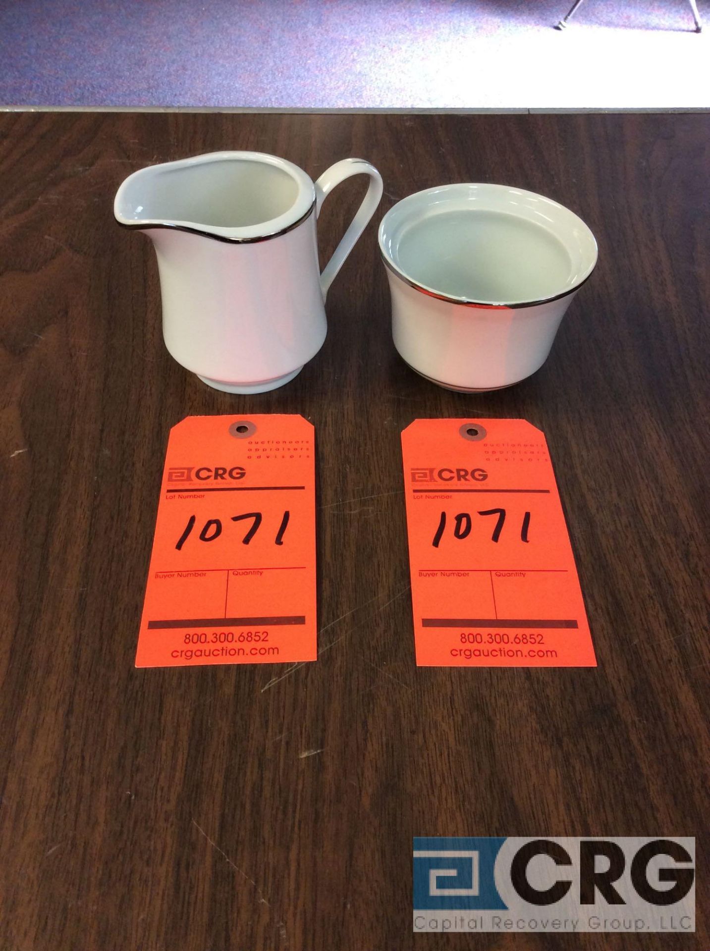 Lot of Schmidt (white and platinum band) (98) creamers and (171) sugar bowls - SUBJECT TO ENTIRETY
