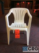 Lot of (100) white plastic kids chairs, with arm rests