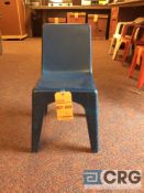 Lot of (100) blue plastic kids chairs