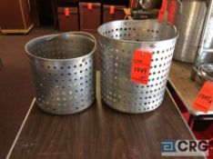 Lot of Dura-Ware strainers; (1) 12.5 diameter and 12 in. high; (1) 14 in. diameter and 15 in. high