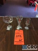 Lot of assorted glasses including (396) 5.5 oz. champagne glasses, (120) 3 oz. sherry glasses,