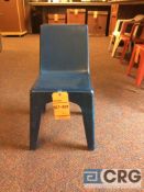 Lot of (100) blue plastic kids chairs