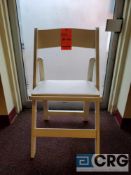 Lot of (100) white wood, padded seat, folding chairs, with storage bags