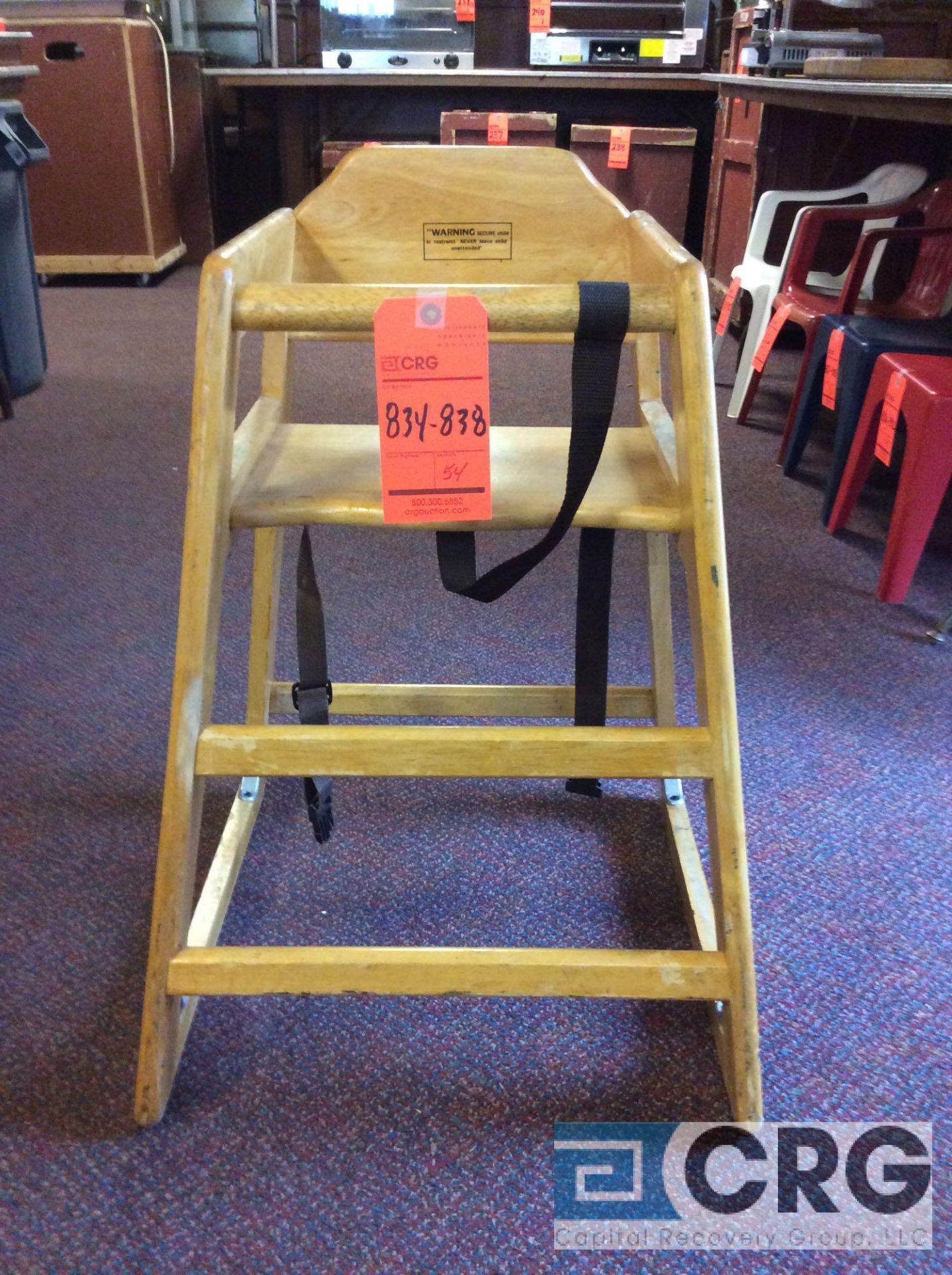 Lot of (10) natural wood high chairs