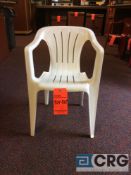 Lot of (130) white plastic kids chairs, with arm rests