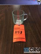 Lot of (276) 10 oz. clear coffee mugs, with (14) racks, add'l $5 fee per rack