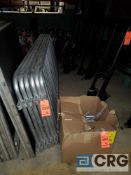 Lot consists of (6) 8 ft sections of aluminum crowd control barriers with accessories