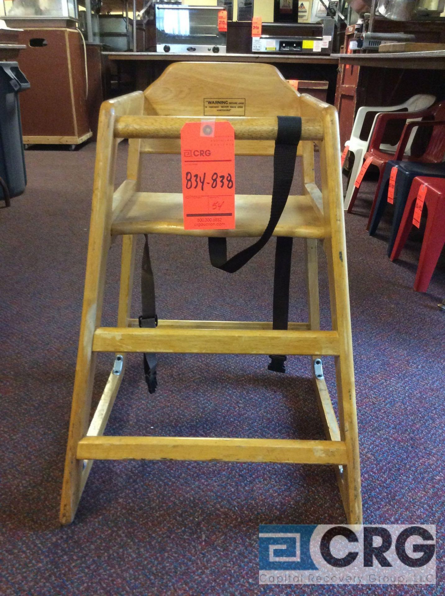 Lot of (14) natural wood high chairs