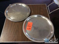 Lot of (38) asst 19 inch round silver plated serving trays