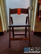 Lot of (79) mahogany wood, padded seat, folding chairs, with storage bags