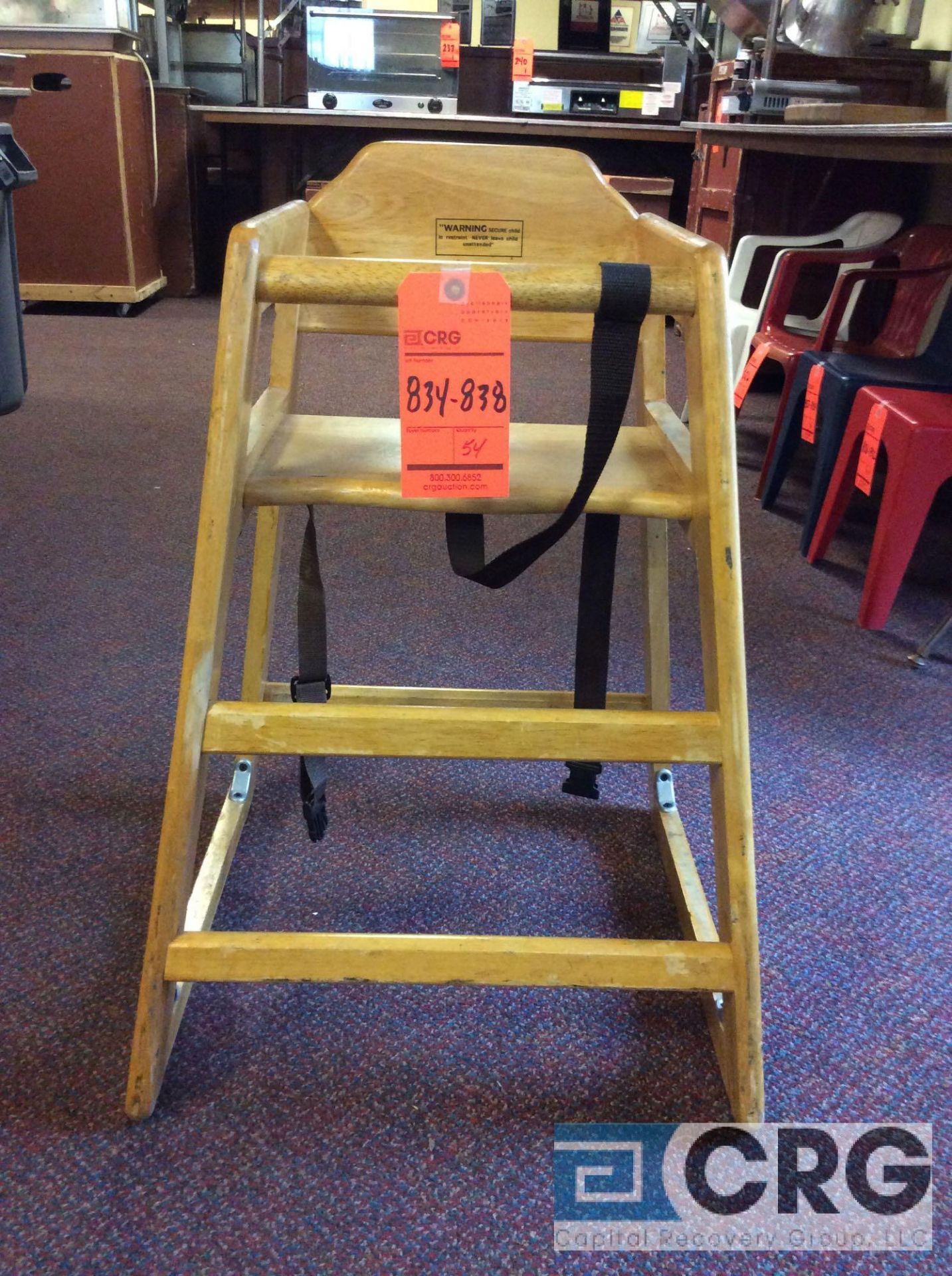 Lot of (10) natural wood high chairs