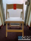 Lot of (100) white wood, padded seat, folding chairs, with storage bags