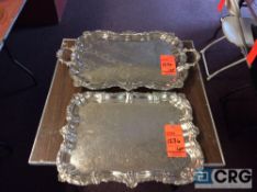 Lot of (30) 18 X 24 inch silver plate serving trays, (15) with handles and (15) without