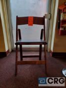 Lot of (100) mahogany wood, padded seat, folding chairs, with storage bags