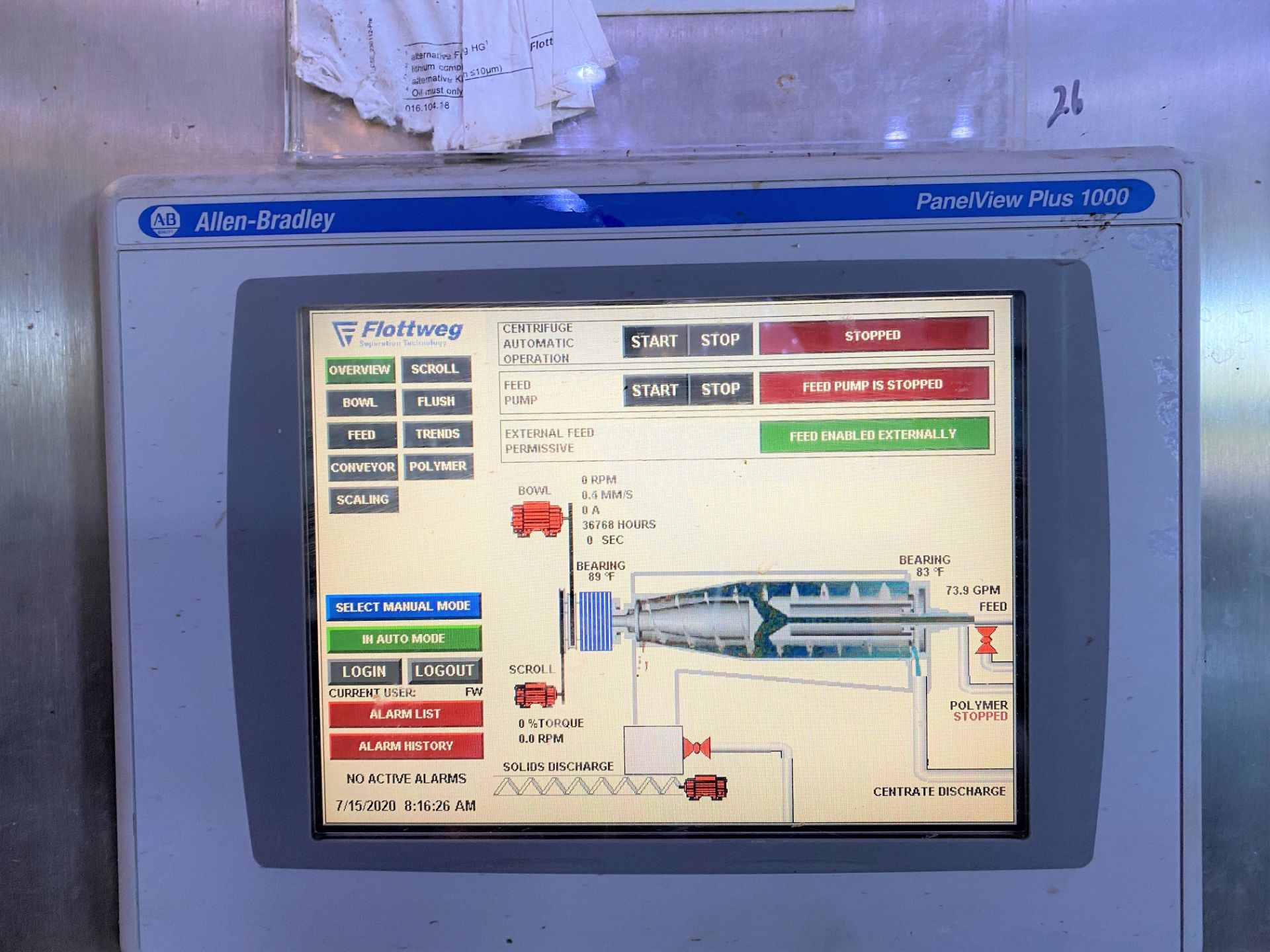 2013 Flottweg C5E-4/54 stainless steel w dewatering decanter centrifuge with PLC controls, rebuilt - Image 2 of 3