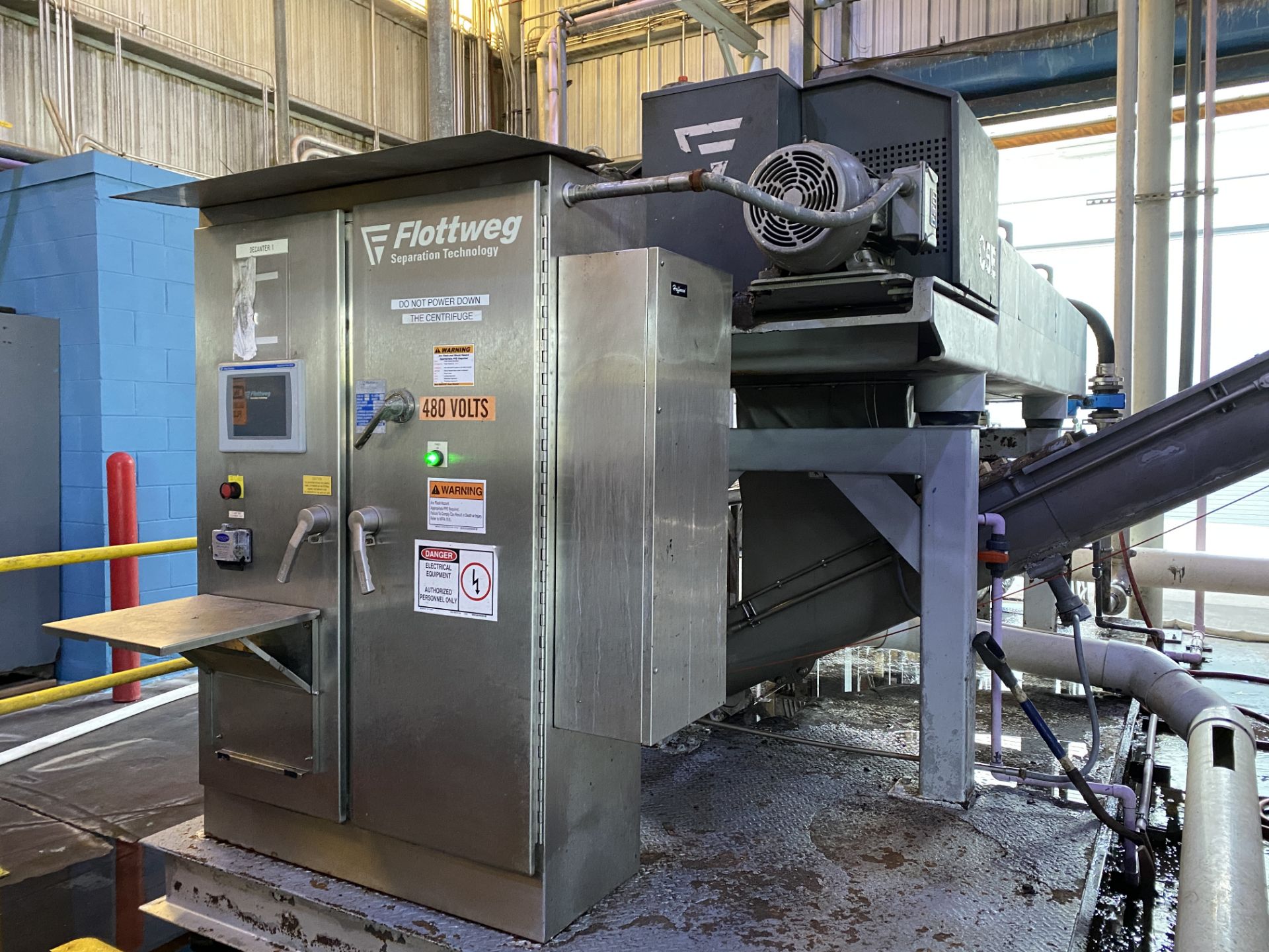 2013 Flottweg C5E-4/54 stainless steel w dewatering decanter centrifuge with PLC controls, rebuilt