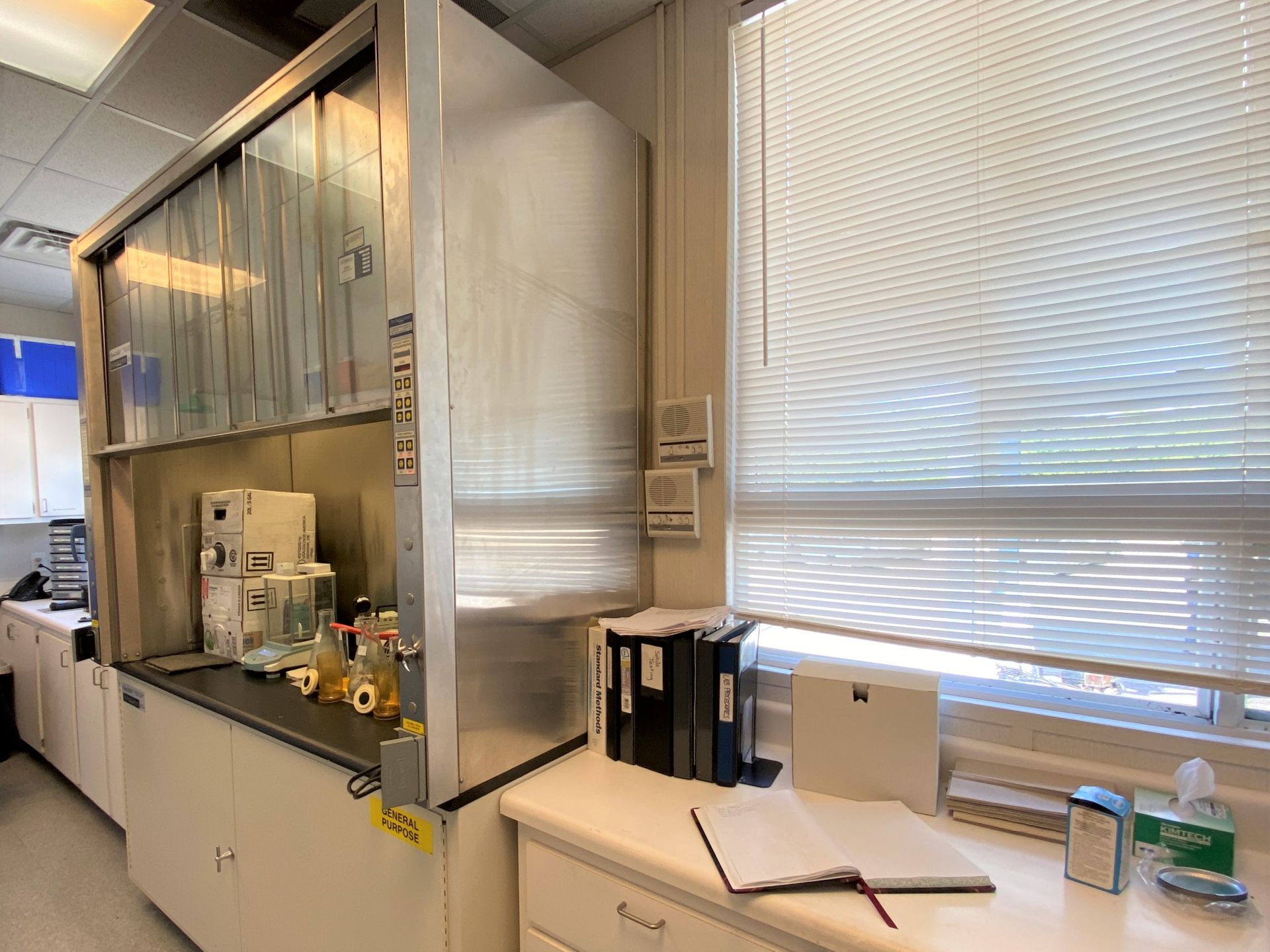 60" Stainless steel lab fume hood on steel base cabinet