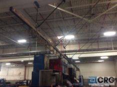 approx 40 foot long overhead span with (2) Knight pneumatic hoists with (2) lifting clamps