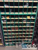 (2) 72 compartment pigeon hole parts cabinets with asst brass and copper fittings