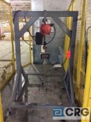 Milwaukee 1 ton electric hoist with frame, with Global 1000 kg cap hanging scale and protective cage