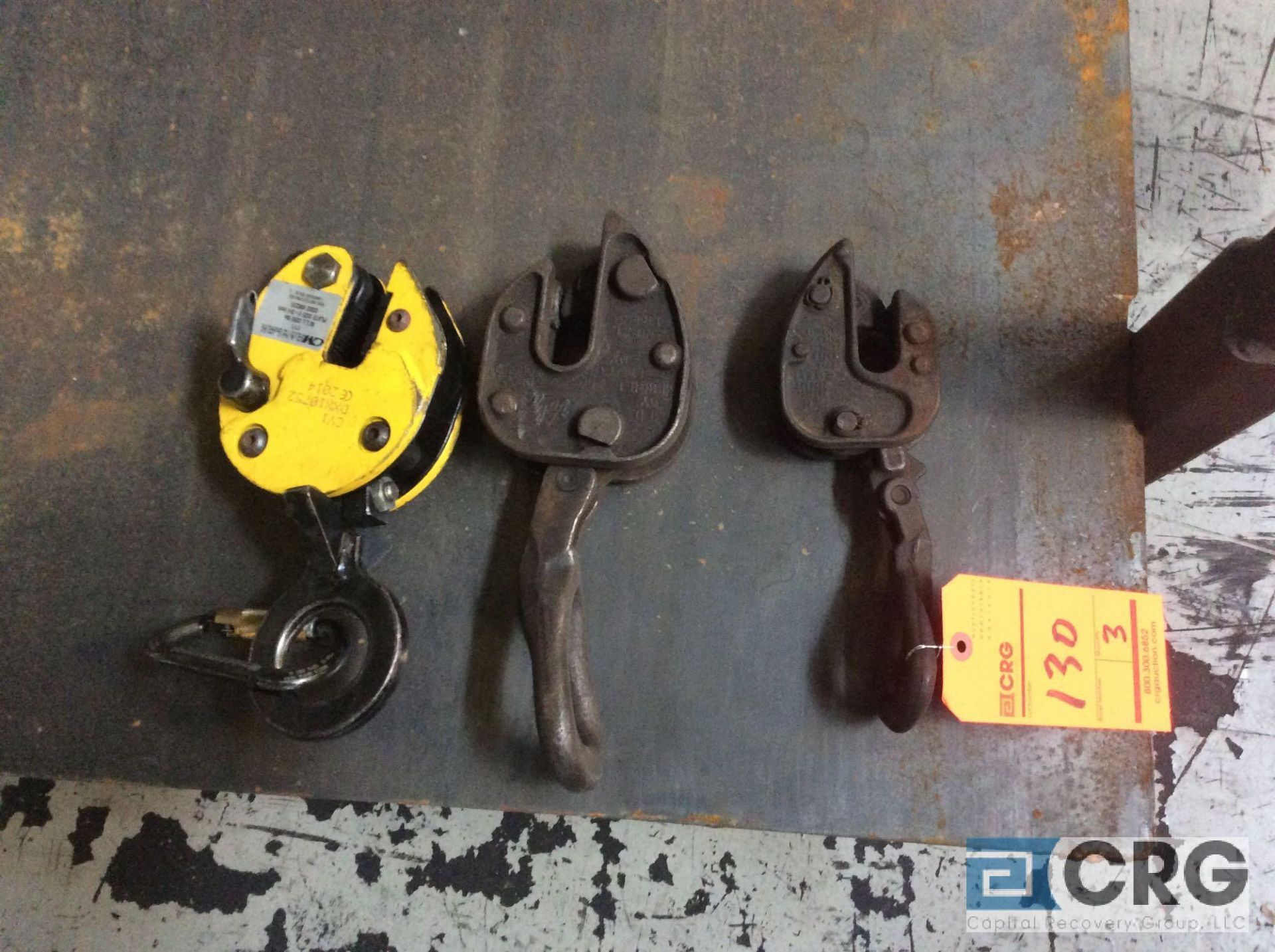 Lot of (3) steel sheet lifting clamps